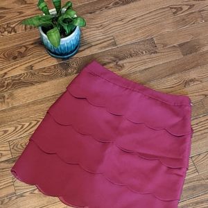 Loft Maroon Scalloped Skirt